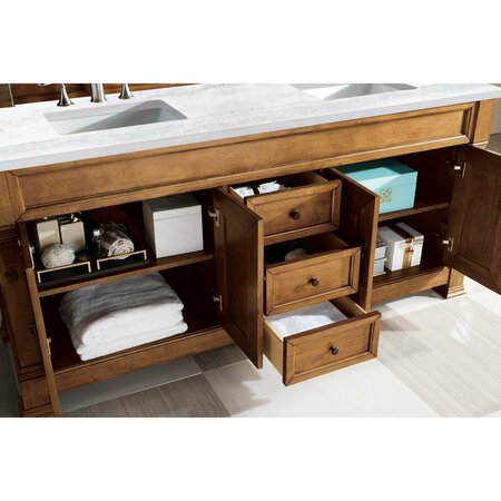 James Martin Vanities Brookfield 72in Double Vanity, Country Oak w/ 3 CM Arctic Fall Solid Surface Top 147-114-5771-3AF